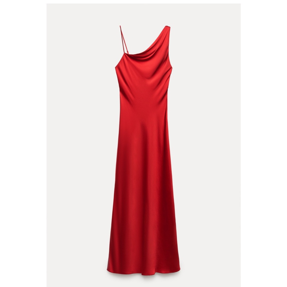 Zara Red Satin Midi Dress